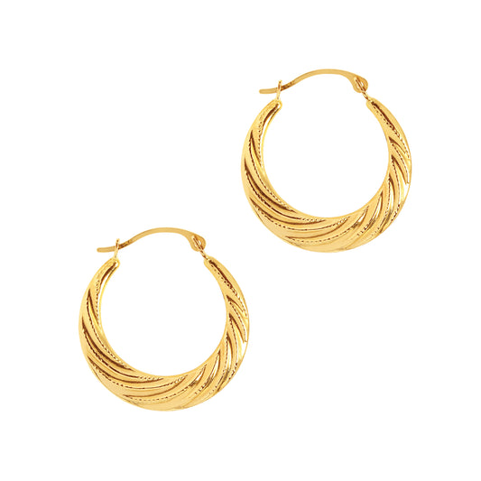 Royal Chain 10K Gold Round Graduated Twist Hoop Earring ZER562