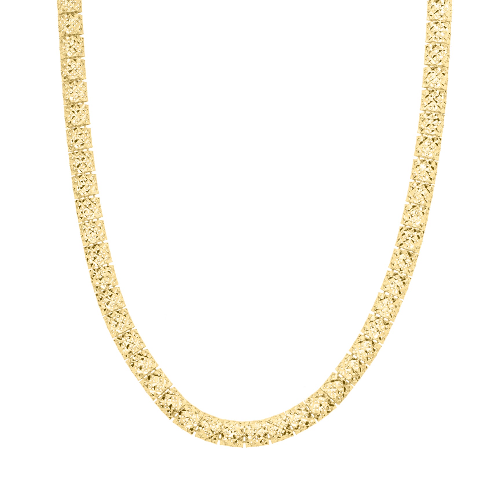 Royal Chain 10K Fancy Textured Square Cut Link Necklace ZRC6767