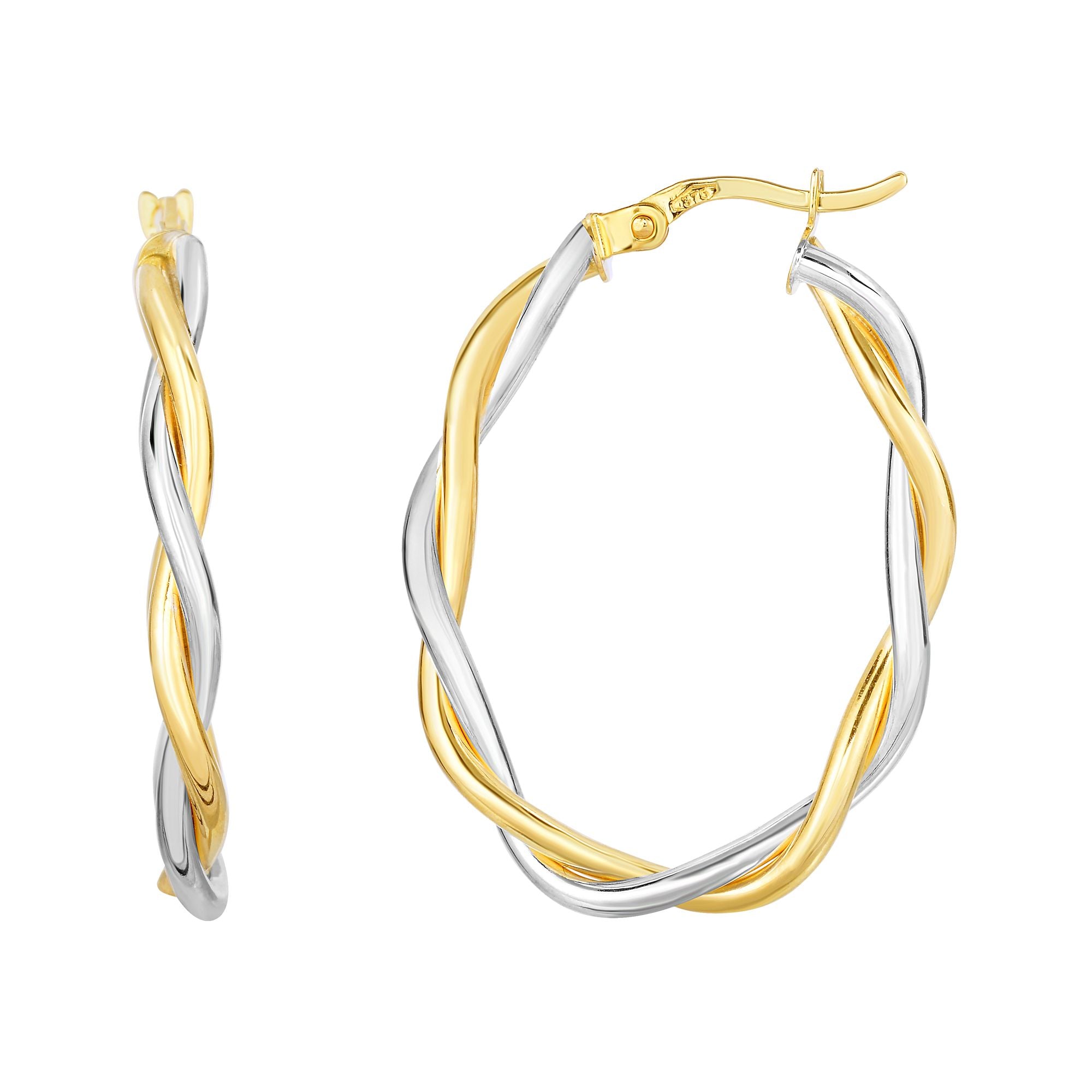 Royal Chain 10K Gold Oval Polished Twist Hoop Earring