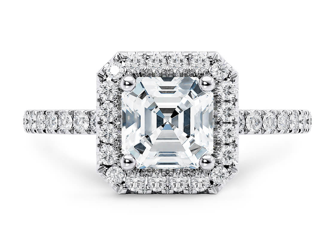 Isabella Asscher Shape Castle Halo 1.60 mm