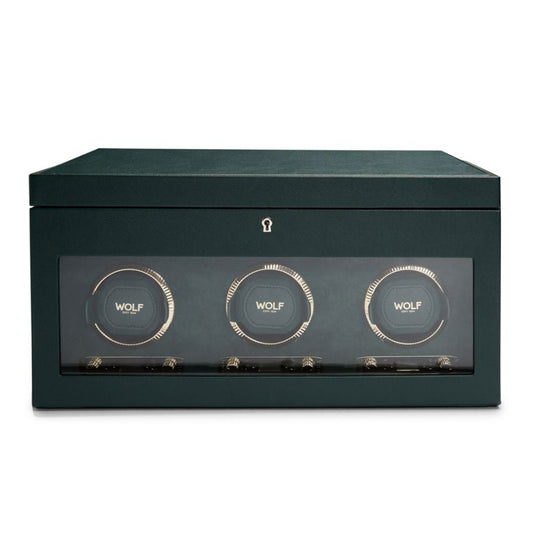 Wolf British Racing Triple Watch Winder with Storage 792341