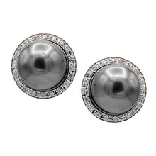 Load image into Gallery viewer, 14k 0.10ctw Diamond Tahitian Pearl Stud Earrings

