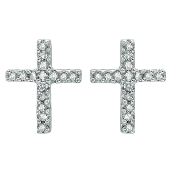 .08ctw Diamond Cross Stud Earring