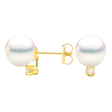 Load image into Gallery viewer, 14k 0.10ctw Diamond Pearl Stud Earrings
