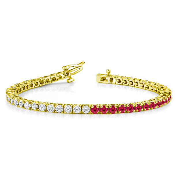 14k Diamond and Ruby Tennis Bracelet