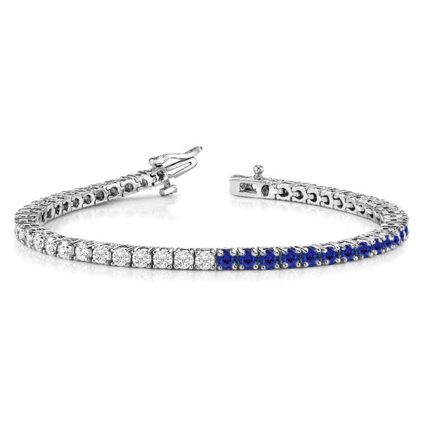14k Diamond and Sapphire Tennis Bracelet