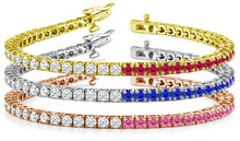 Load image into Gallery viewer, 14k Diamond and Pink Sapphire Tennis Bracelet
