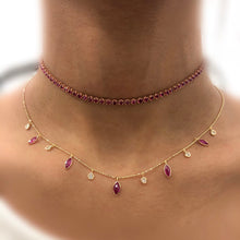 Load image into Gallery viewer, 14K Diamond and Ruby Drop Necklace
