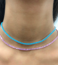 Load image into Gallery viewer, 14k 7.00ctw Pink Sapphire Tennis Choker Necklace
