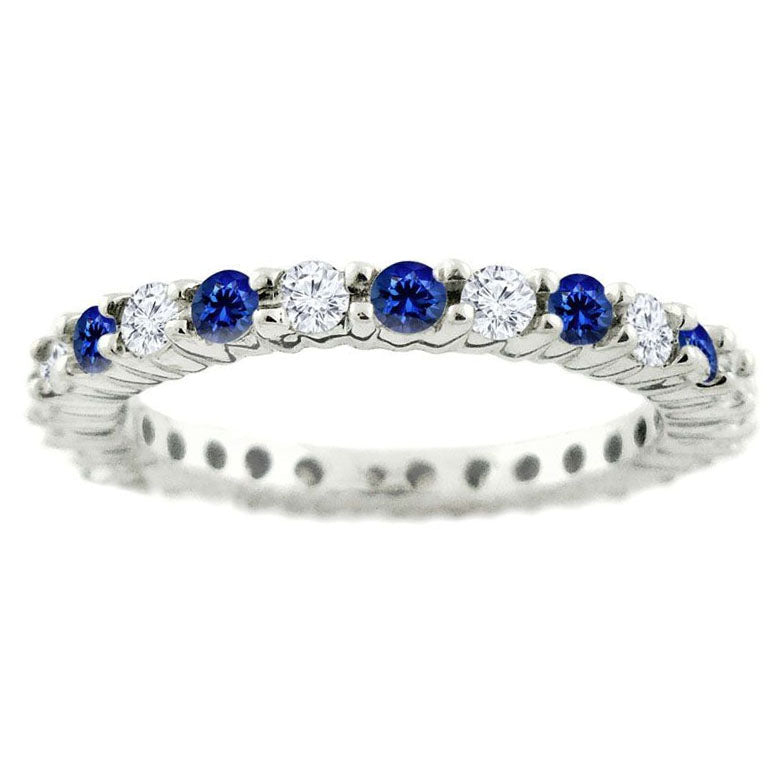 14k Sapphire and Diamond Stackable Eternity Ring