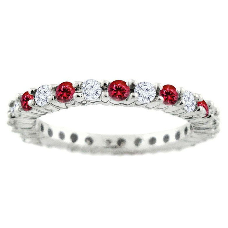14k Ruby and Diamond Stackable Eternity Ring