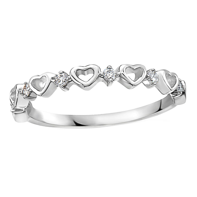 14k 0.10ctw Diamond Stackable Heart Ring