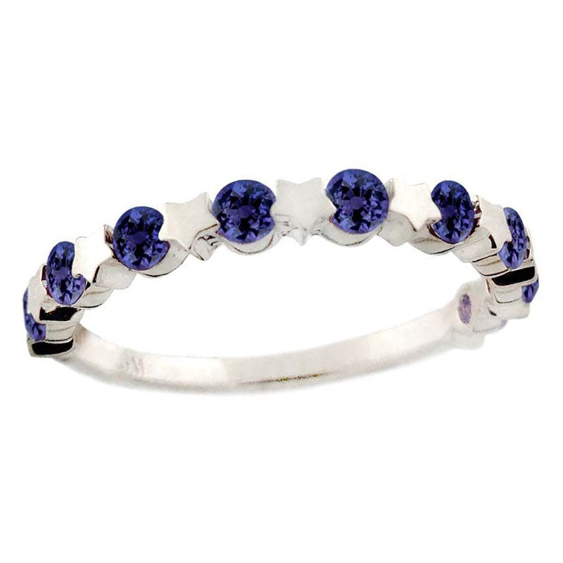 14k 0.80ctw Sapphire Stackable Star Ring