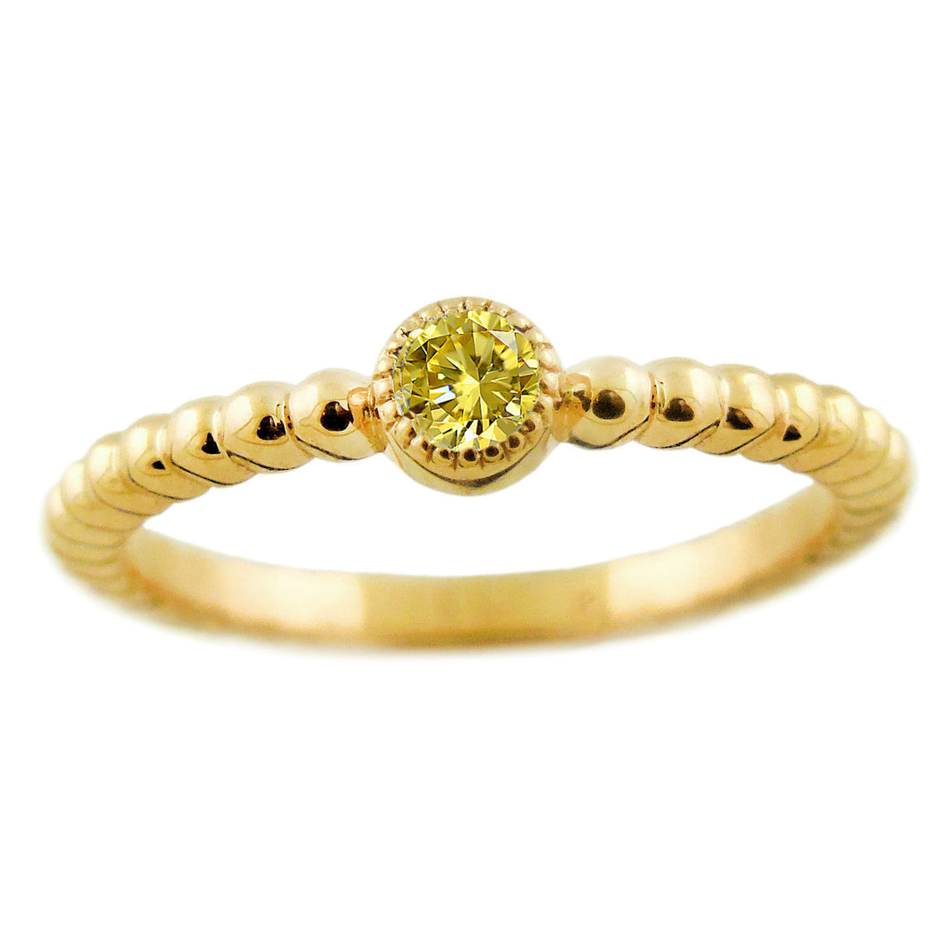 14k 0.15ctw Citrine Beaded Stackable Ring