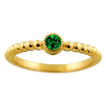 Load image into Gallery viewer, 14k 0.10ctw Emerald Beaded Stackable Ring
