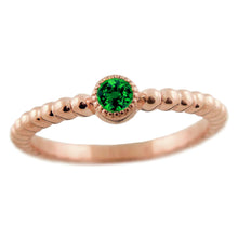 Load image into Gallery viewer, 14k 0.10ctw Emerald Beaded Stackable Ring
