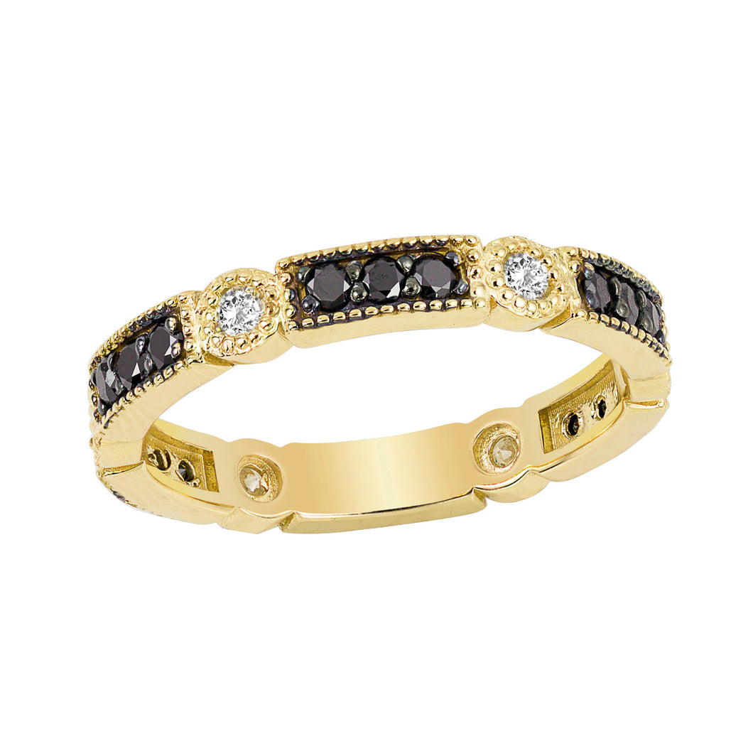 0.60ctw Black and White Diamond Stackable Ring