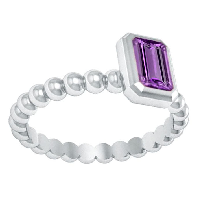 14k 0.50ctw Amethyst Beaded Stackable Ring