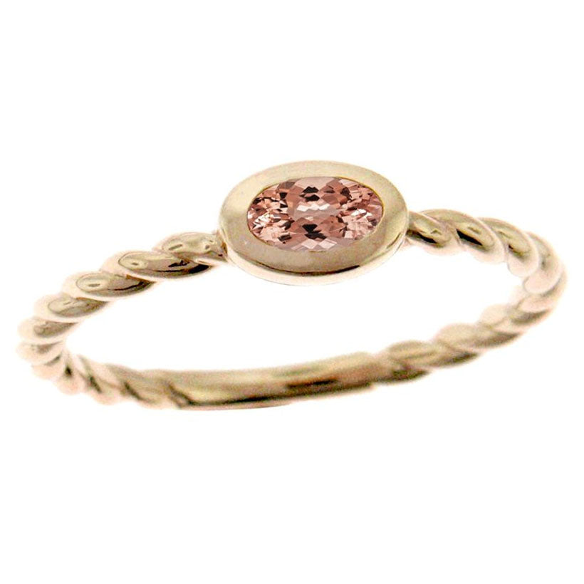 14k 0.25ctw Morganite Twisted Stackable Ring