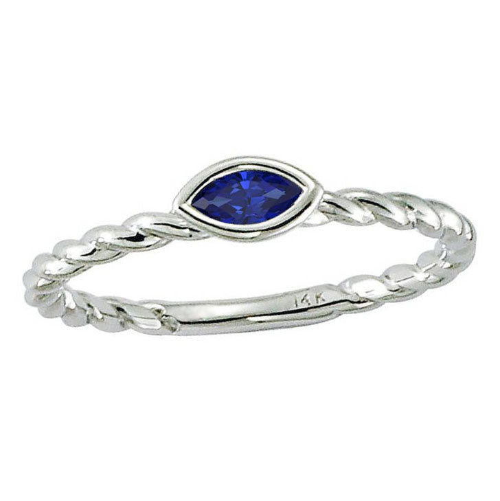 14k 0.20ctw Marquise Sapphire Twisted Stackable Ring