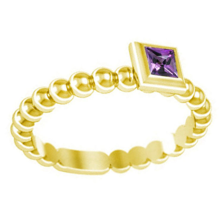 14k 0.25ctw Amethyst Beaded Stackable Ring