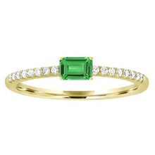 Load image into Gallery viewer, 14k Yellow Emerald and Diamond Stackable Ring
