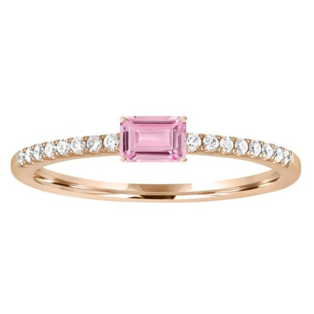 14k Pink Sapphire and Diamond Stackable Ring