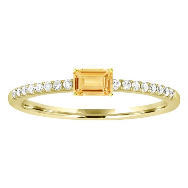14k Yellow Sapphire and Diamond Stackable Ring