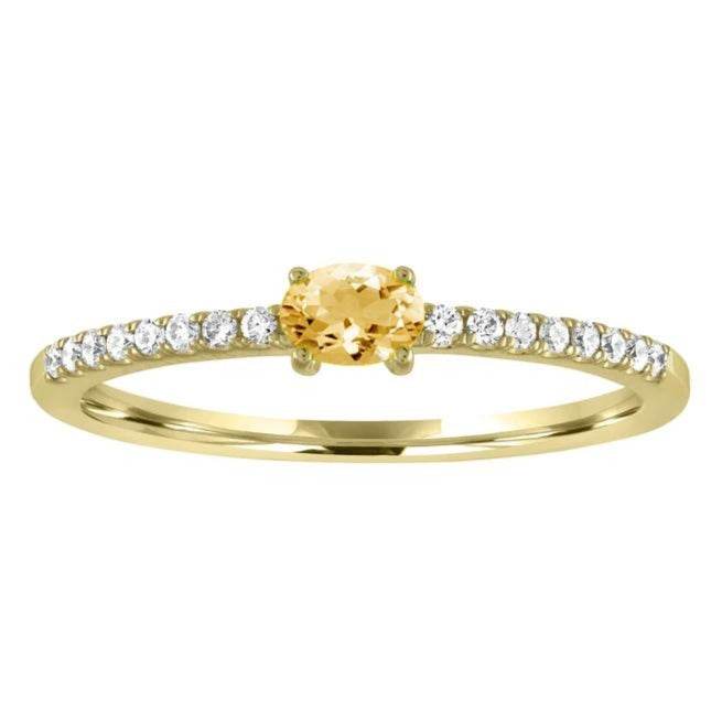 14k Citrine and Diamond Stackable Ring