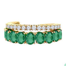 Load image into Gallery viewer, 14k Emerald and Diamond Double Band Eternity Ring
