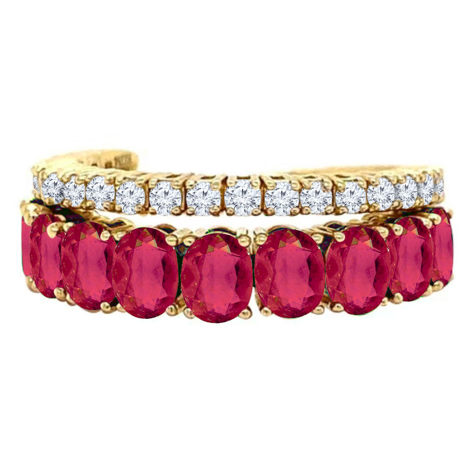 14k Ruby and Diamond Double Band Eternity Ring