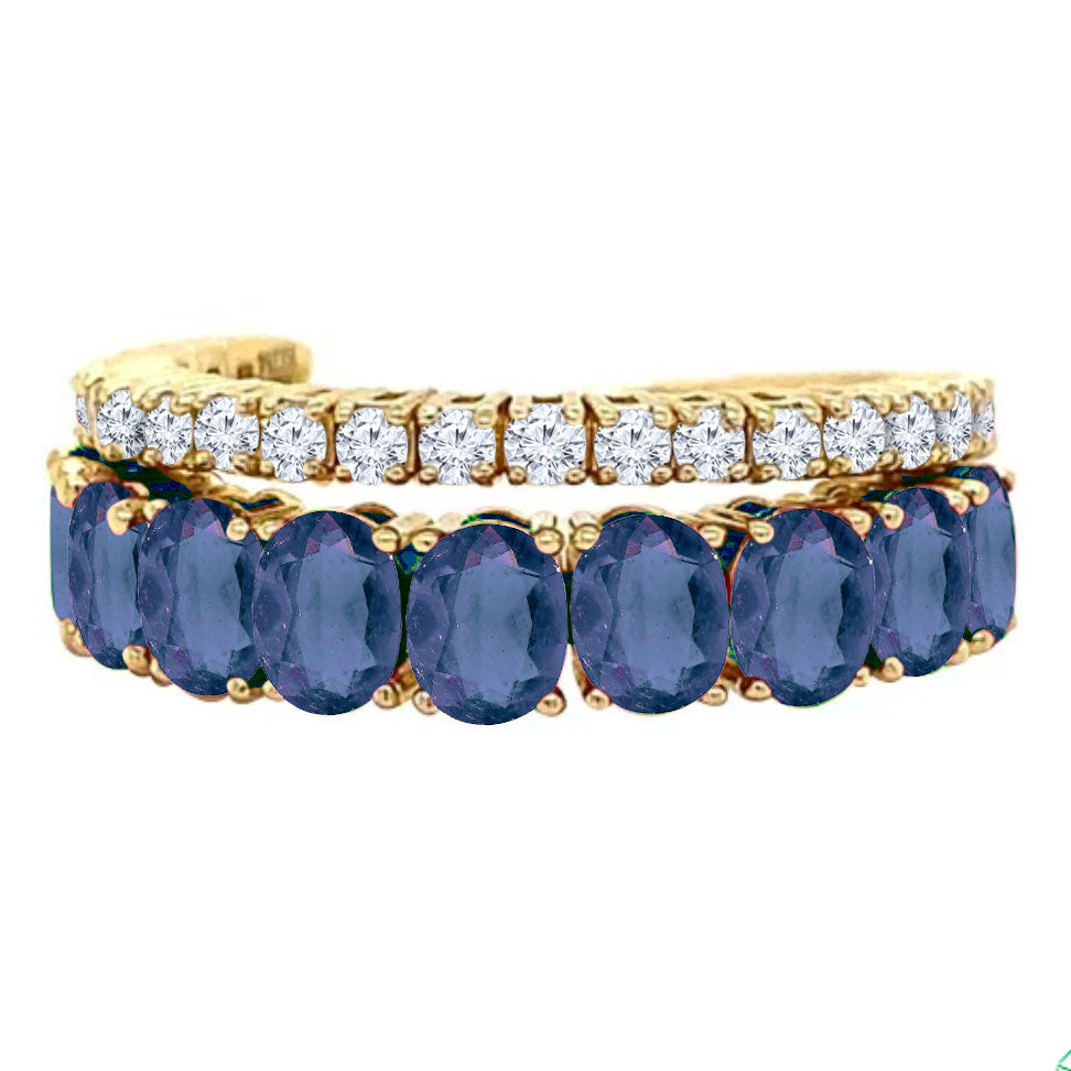 14k Sapphire and Diamond Double Band Eternity Ring