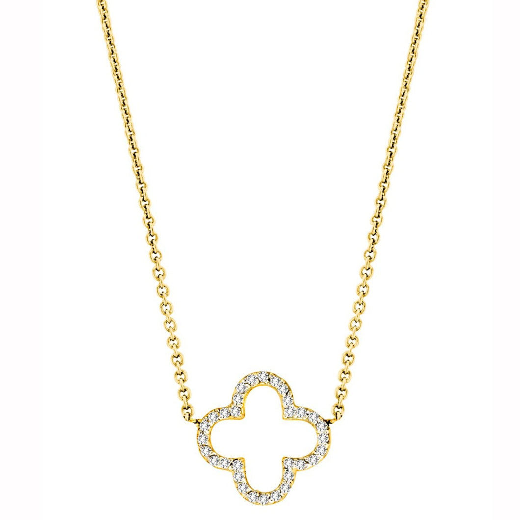 14k 0.14ctw Diamond Clover Necklace