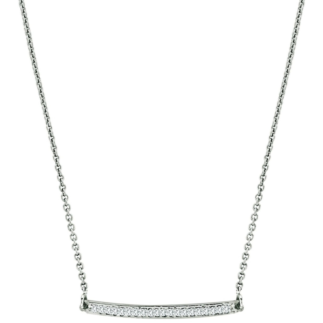 14k 0.12ctw Diamond Curved Bar Necklace
