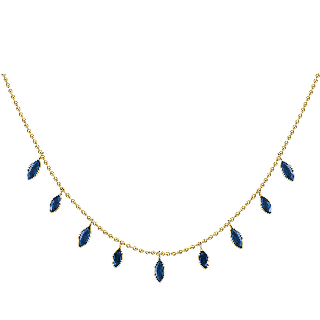 14K 3.80ctw Sapphire Drop Necklace