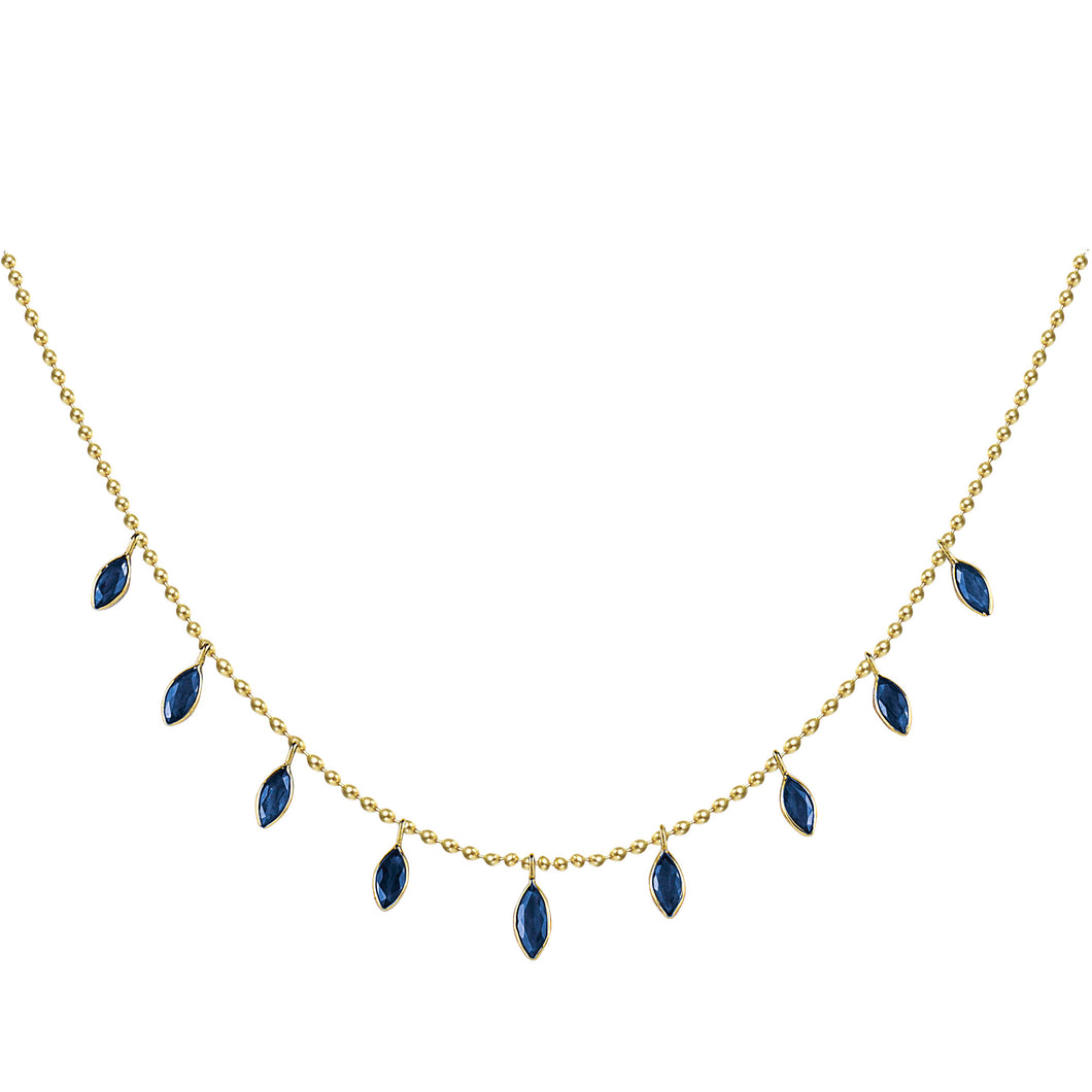 14K 3.80ctw Sapphire Drop Necklace