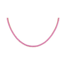 Load image into Gallery viewer, 14k 7.00ctw Pink Sapphire Tennis Choker Necklace
