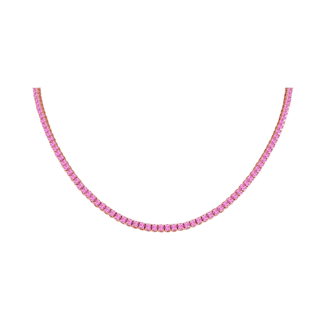 14k 7.00ctw Pink Sapphire Tennis Choker Necklace