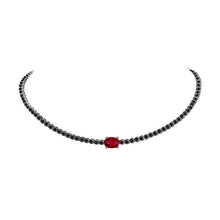 Load image into Gallery viewer, 14k Ruby and Black Diamond Tennis Choker Necklace
