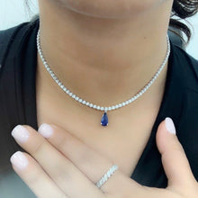 Load image into Gallery viewer, 14k Sapphire and Diamond Tennis Choker Necklace
