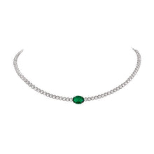 Load image into Gallery viewer, 14k Emerald and Diamond Tennis Choker Necklace
