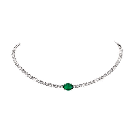 14k Emerald and Diamond Tennis Choker Necklace