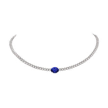 Load image into Gallery viewer, 14k Sapphire and Diamond Tennis Choker Necklace
