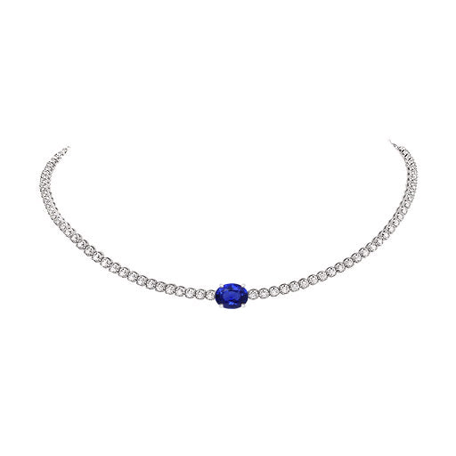 14k Sapphire and Diamond Tennis Choker Necklace