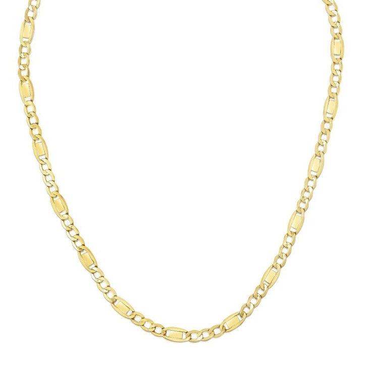 14K Gold 6.4mm Figaro Bar Link Chain Necklace