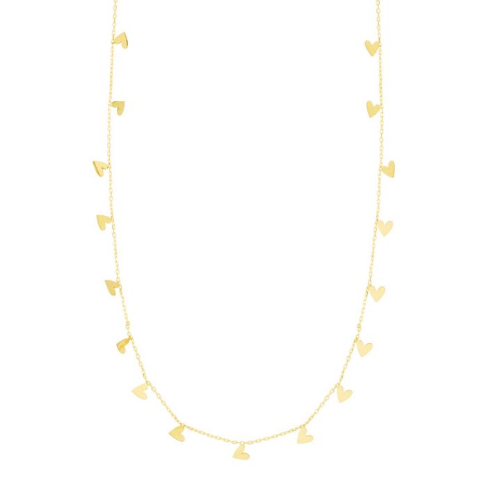14K Gold Dangling Hearts Necklace