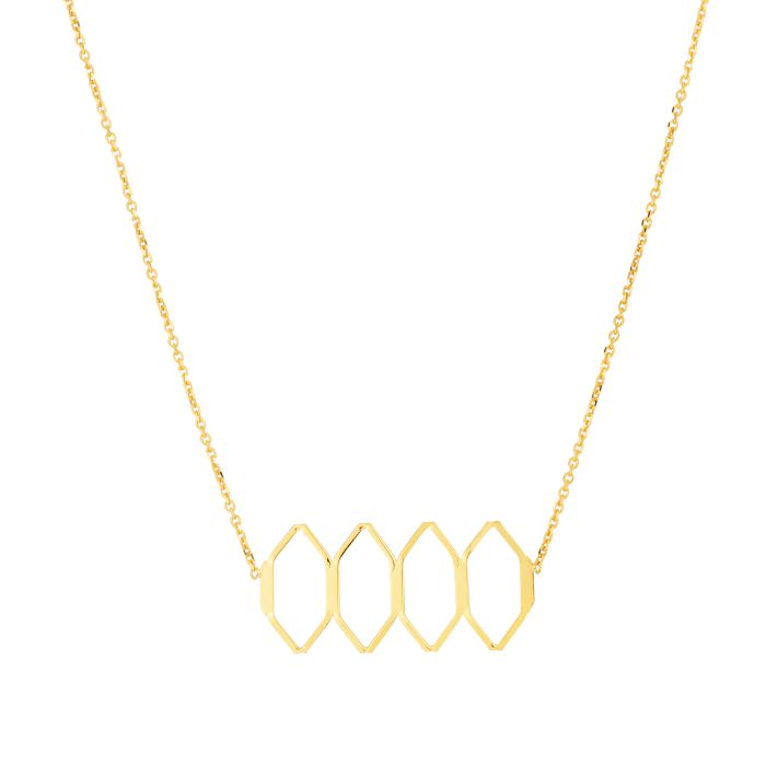 14K Gold Honeycomb Linear Necklace