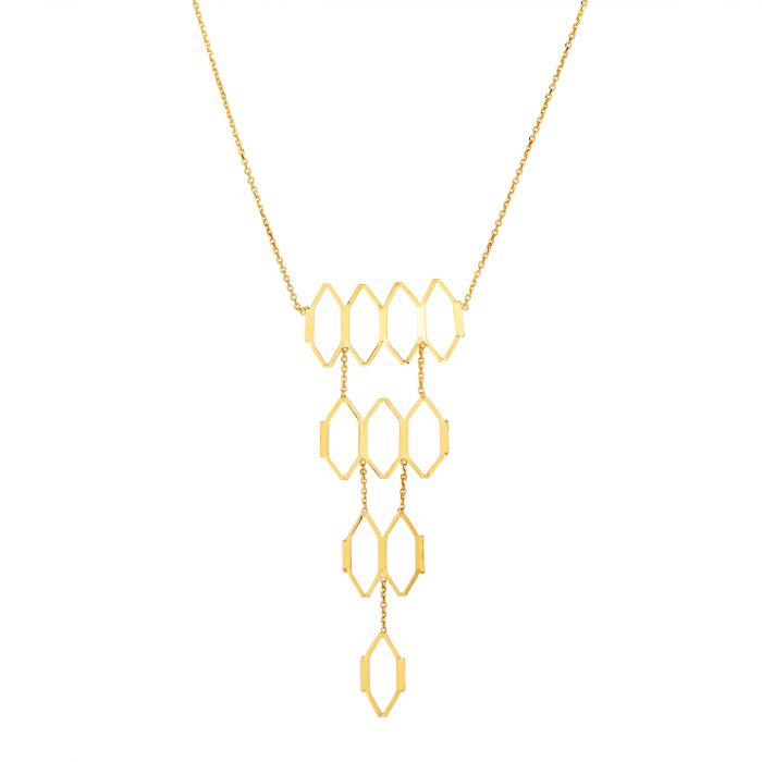 14K Gold Honeycomb Cascading Necklace