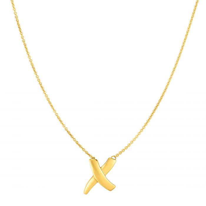 14K Gold Sculpted X Necklace