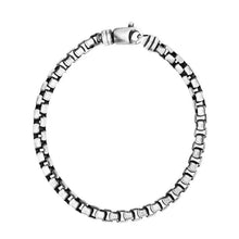 Load image into Gallery viewer, Silver 5mm Men&#39;s Gunmetal Round Box Chain Bracelet
